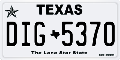 TX license plate DIG5370
