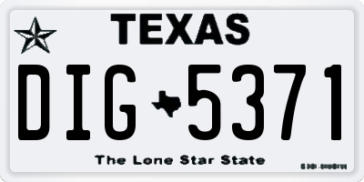 TX license plate DIG5371
