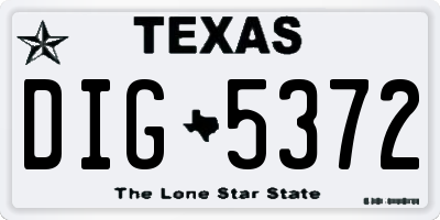 TX license plate DIG5372