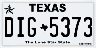 TX license plate DIG5373