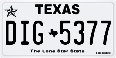 TX license plate DIG5377