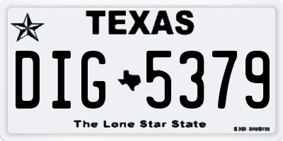 TX license plate DIG5379