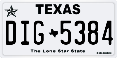 TX license plate DIG5384