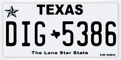 TX license plate DIG5386
