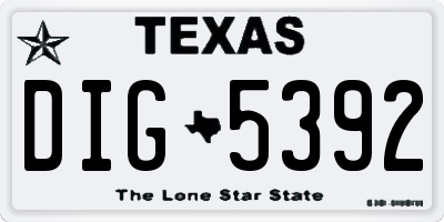 TX license plate DIG5392