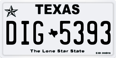 TX license plate DIG5393
