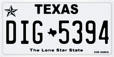 TX license plate DIG5394