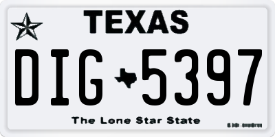 TX license plate DIG5397