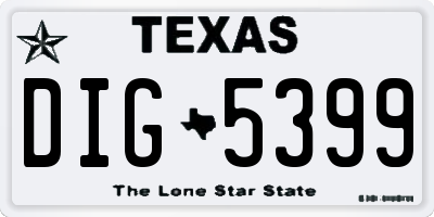 TX license plate DIG5399