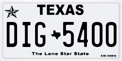 TX license plate DIG5400