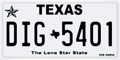 TX license plate DIG5401