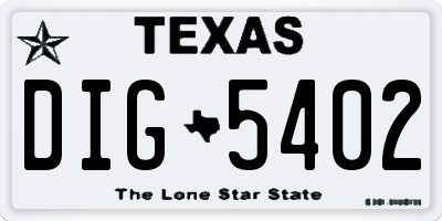 TX license plate DIG5402