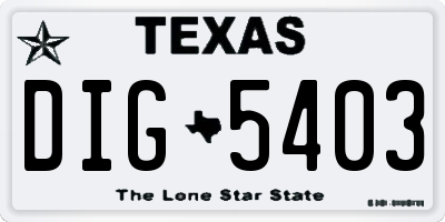 TX license plate DIG5403
