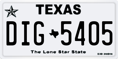 TX license plate DIG5405