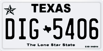 TX license plate DIG5406