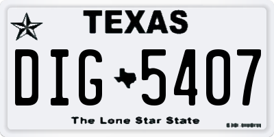 TX license plate DIG5407