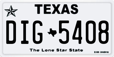 TX license plate DIG5408