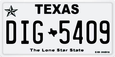 TX license plate DIG5409