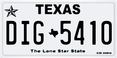 TX license plate DIG5410