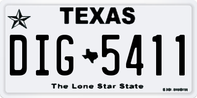 TX license plate DIG5411