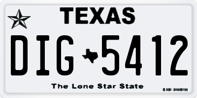 TX license plate DIG5412