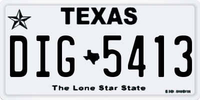 TX license plate DIG5413