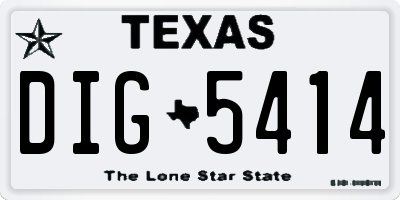 TX license plate DIG5414