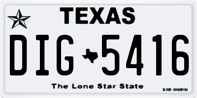 TX license plate DIG5416