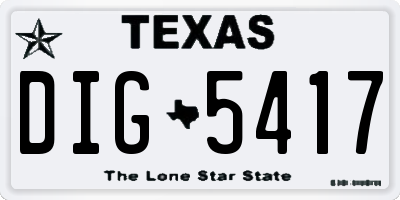 TX license plate DIG5417