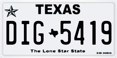 TX license plate DIG5419