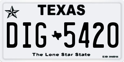 TX license plate DIG5420
