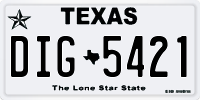 TX license plate DIG5421