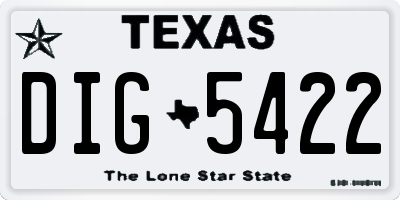 TX license plate DIG5422