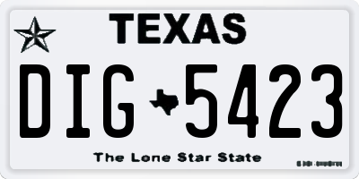 TX license plate DIG5423