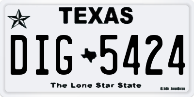 TX license plate DIG5424