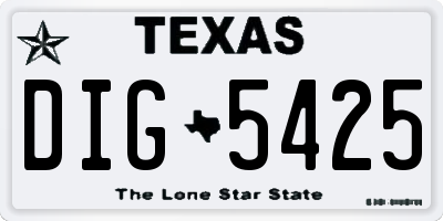 TX license plate DIG5425