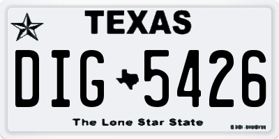 TX license plate DIG5426