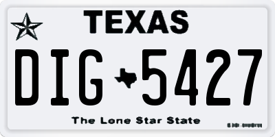 TX license plate DIG5427