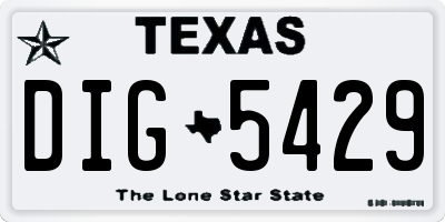 TX license plate DIG5429