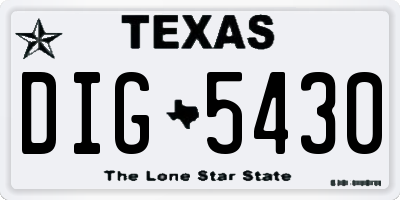 TX license plate DIG5430