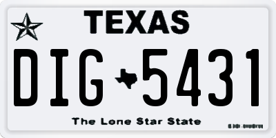 TX license plate DIG5431