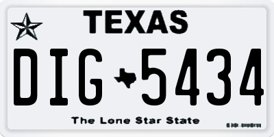 TX license plate DIG5434