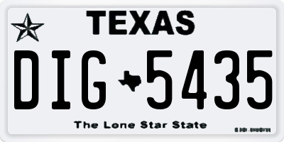 TX license plate DIG5435