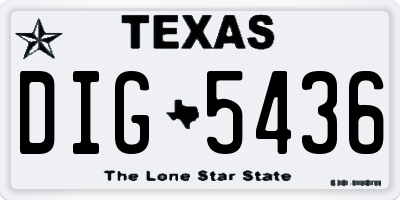 TX license plate DIG5436