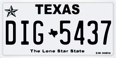 TX license plate DIG5437