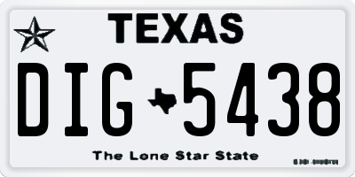 TX license plate DIG5438