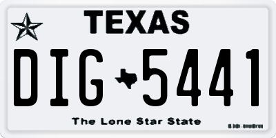 TX license plate DIG5441