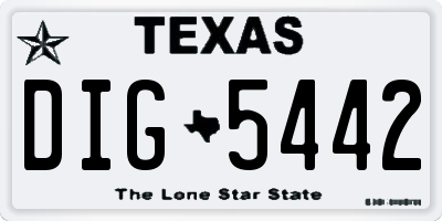 TX license plate DIG5442