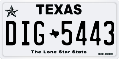 TX license plate DIG5443