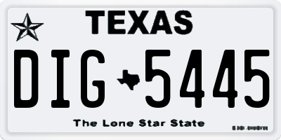 TX license plate DIG5445